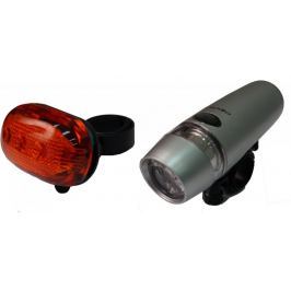 Olpran zestaw lampek rowerowych black/silver
