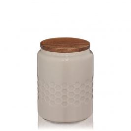 ceramiczny pojemnik z kauczukową pokrywką, śred. 10,5 cm, wys. 14,5 cm, 0,8 l, szary