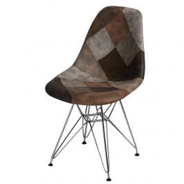 Krzesło P016 DSR patchwork D2 beżowo-brązowe