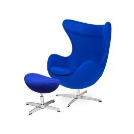 Fotel z podnóżkiem 83x107x72cm King Home Egg atramentowy niebieski