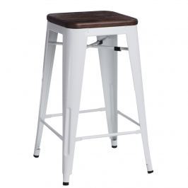 Krzesło Barowe Paris Wood D2 65cm białe-sosna szczotkowana