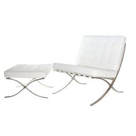Fotel z podnóżkiem 77x75x78cm D2 BA1 biały