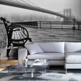 Fototapeta - A Foggy Day on the Brooklyn Bridge (300x210 cm)
