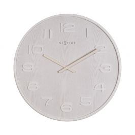 Zegar 35 cm NeXtime Wood Wood Medium biały