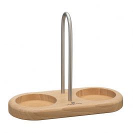 bukowa podstawka pod młynki z uchwytem, 17x8x15 cm, śred.otworów 6 cm, jasna