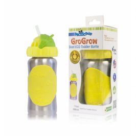 Bidon stalowy Pacific Baby GroGrow ze słomką (380ml) - żółty