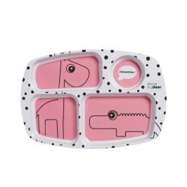 Talerz z przegródkami Dots - ciemny różowy