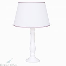 Lampa nocna Roomee Decor - biała z różową lamówką