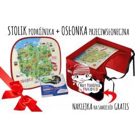 Bezpieczny stolik podróżnika czerwony + osłonka przeciwsłoneczna + naklejka